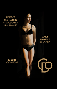 Câlin Doré by Lingerie Swiss - luxury hygiene lingerie for daily hygiene. The first lingerie to truly respect the nature of women and the planet. Luxury comfort for every day, including during your period or when incontinent. Protection for all women who want to feel safe and beautiful every day without compromise.